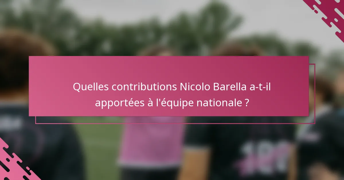 Quelles contributions Nicolo Barella a-t-il apportées à l'équipe nationale ?