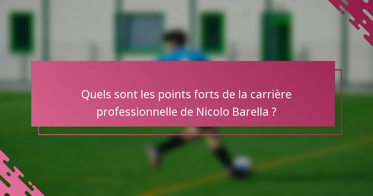 Quels sont les points forts de la carrière professionnelle de Nicolo Barella ?